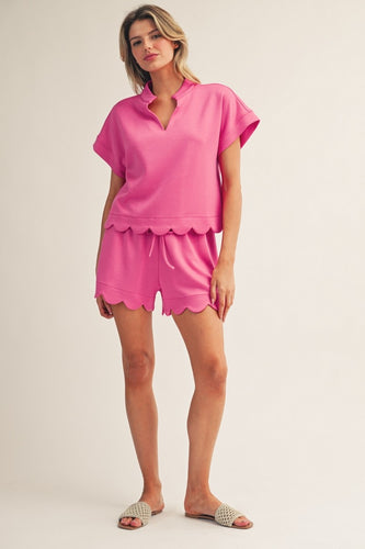 PREORDER Pink Scallop Short Set