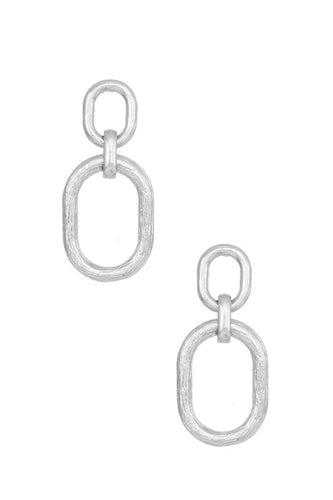 Silver Oval Link Earrings