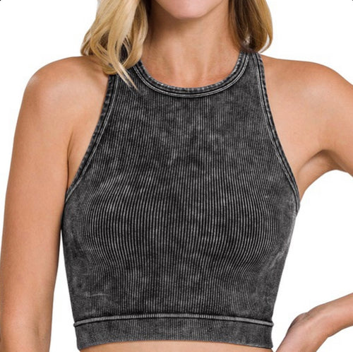 Black Ribbed Seamless Tank