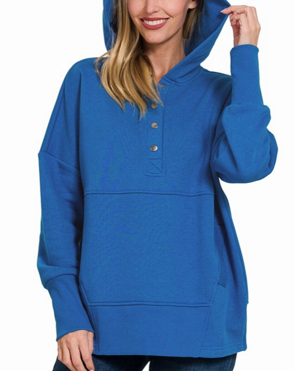 Blue Half Button Pullover