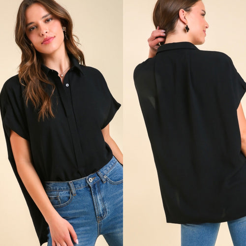 Black Oversized Dolman Shirt