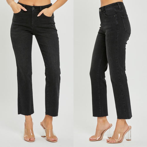 Risen Raw Edge Straight Jeans