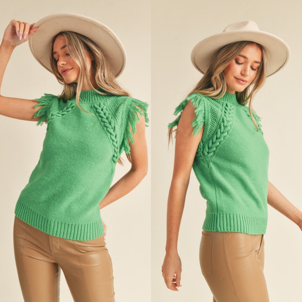 Basil Fringe Sweater