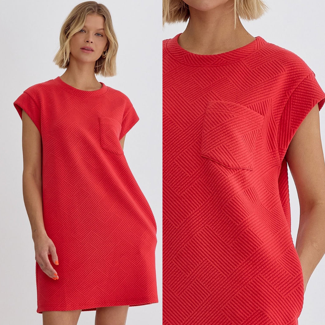 Red Textured Mini Dress
