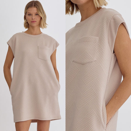 Taupe Textured Mini Dress