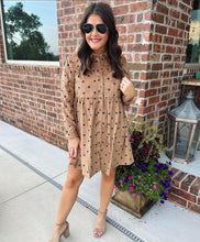 Mocha Corduroy Heart Print Dress