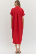 Red V Neck Midi Dress