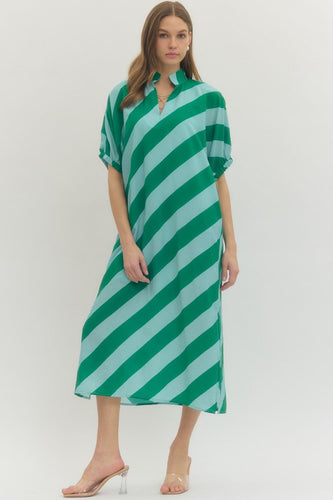 PREORDER Green Stripe Maxi Dress