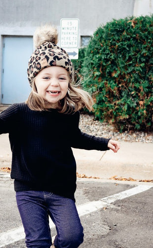 KIDS Leopard Pom Pom Beanie