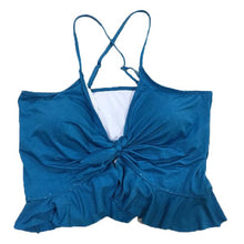 Blue Eyelet Knotted Top-SWIM