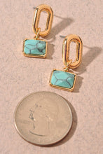 Dainty Dangle Stone Earrings-Turquoise