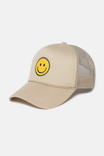 Beige Smiley Trucker Hat