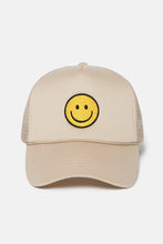 Beige Smiley Trucker Hat