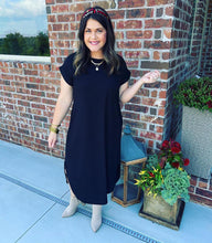 Black Ribbed Knit Midi Dress