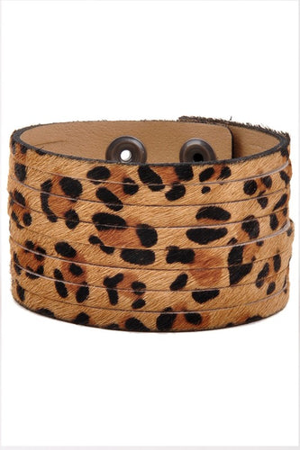 Brown Leopard Wrap Bracelet