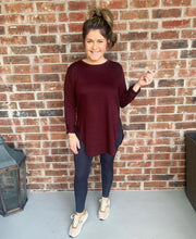 Long Sleeve Flow Top-Burgundy