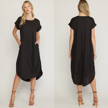 Black Ribbed Knit Midi Dress