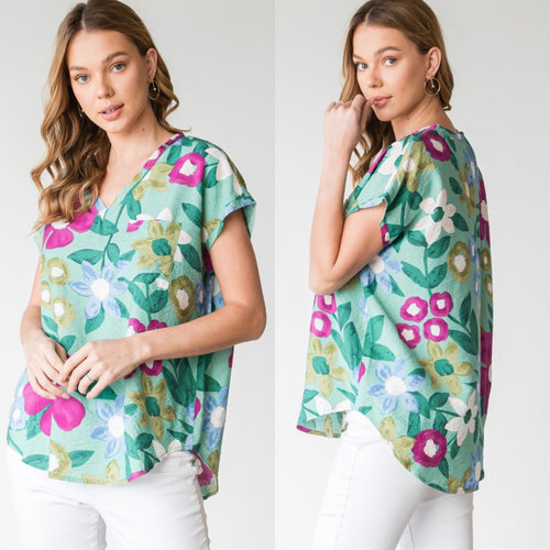 Sage Floral Jillian Top
