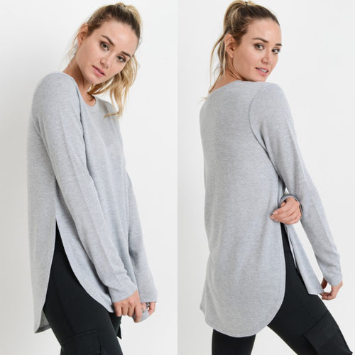 Long Sleeve Flow Top-Grey