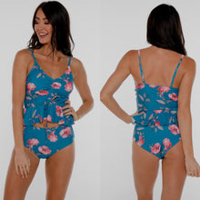 Blue Floral Peplum Top-SWIM