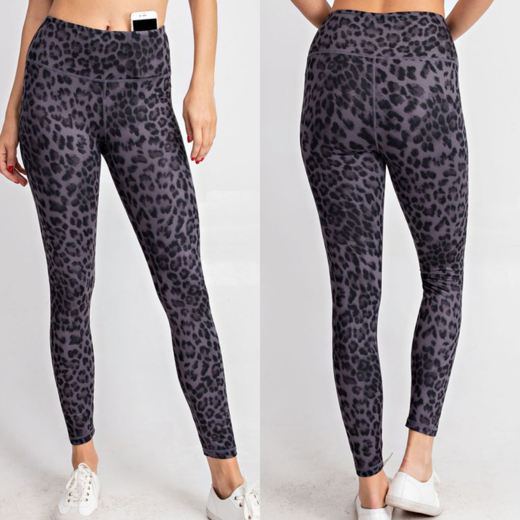 Black/Grey Leopard Buttery Soft Leggings
