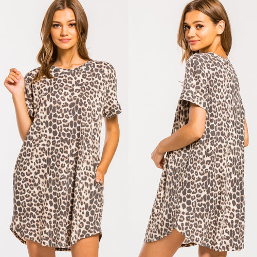 Leopard Thermal T Shirt Dress