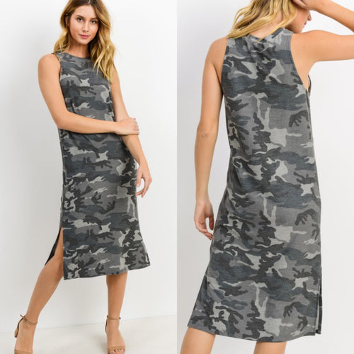 Camo Terry Midi Dress