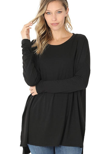 Black Basic Dolman Top