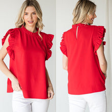 Tomato Ruffle Cap Sleeve Top