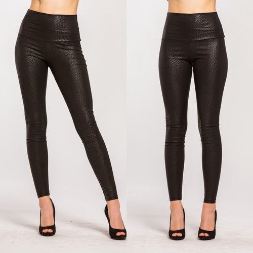 Snakeskin Faux Leather Leggings