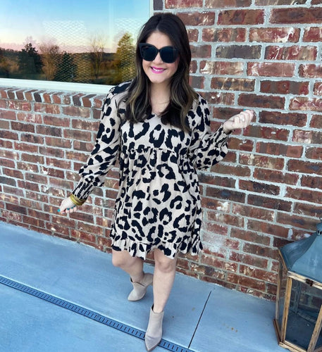 Leopard Ruffled Baby Doll Dress