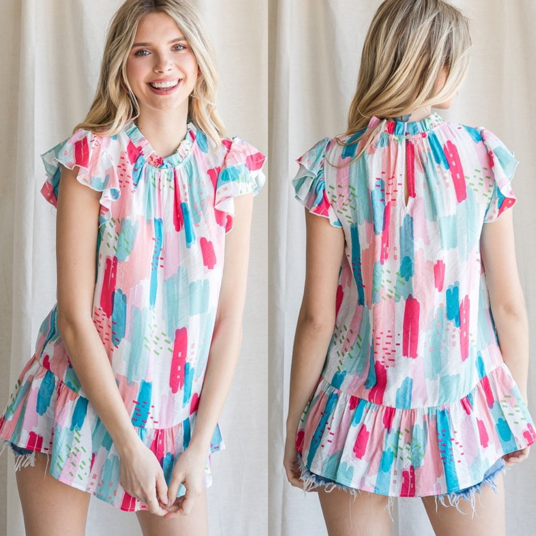 Pink Watercolor Top