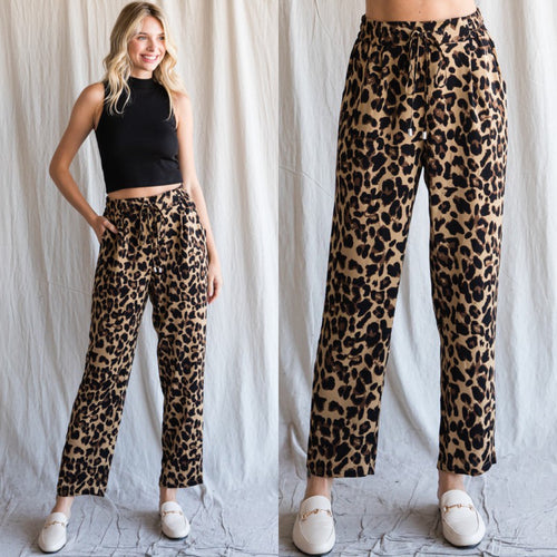Leopard Drawstring Pants