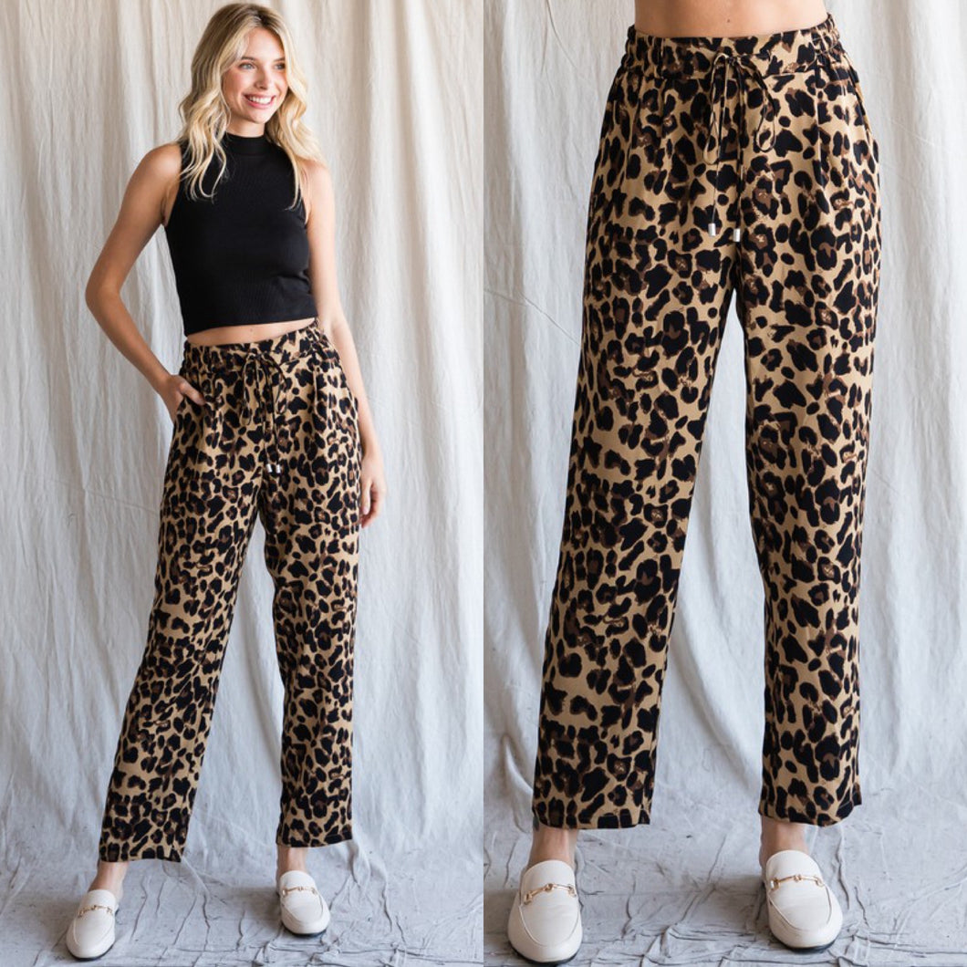 Leopard Drawstring Pants