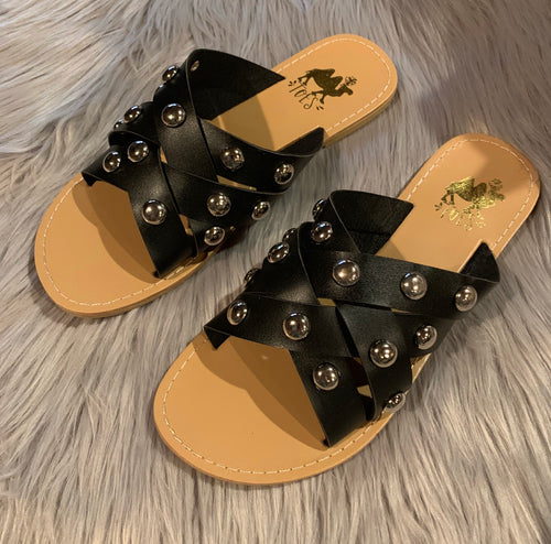 Black Studded Vixen Slide