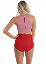 Red High Waisted Bottom-SWIM