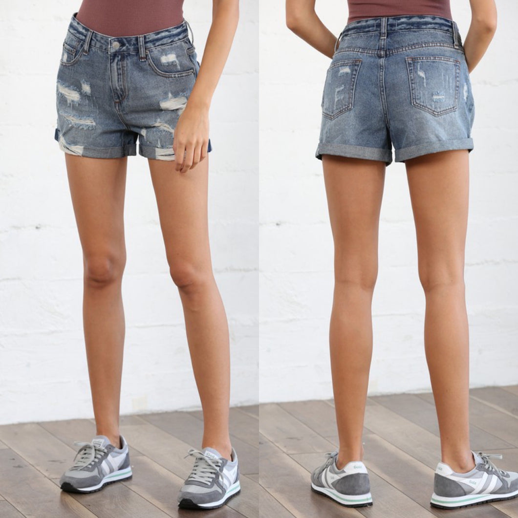 Boyfriend Mid-Rise Denim Shorts