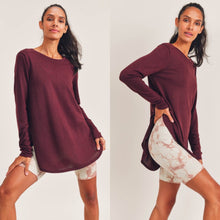 Long Sleeve Flow Top-Burgundy