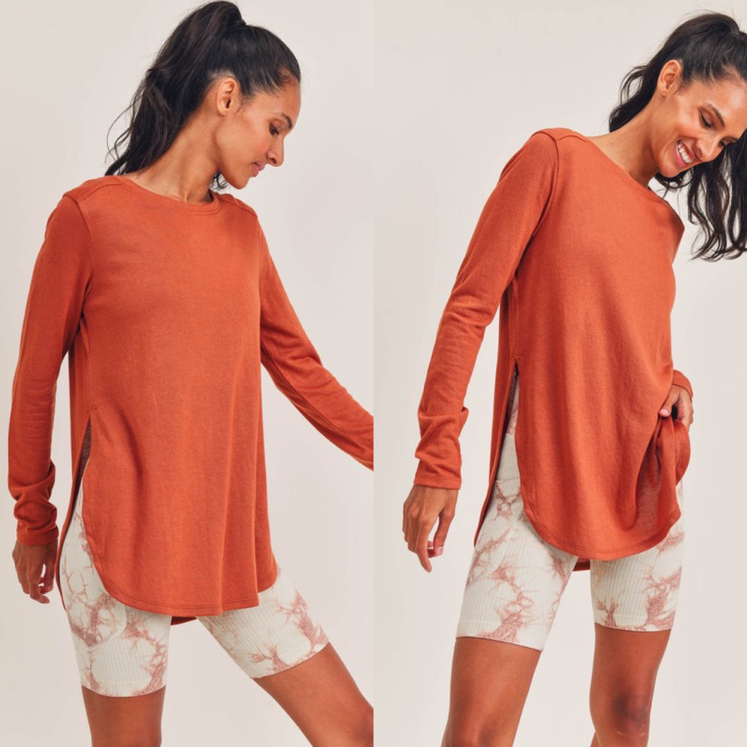 Long Sleeve Flow Top-Copper