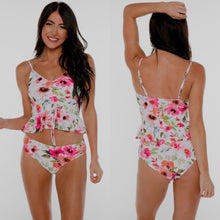Pink Floral Peplum Top-SWIM