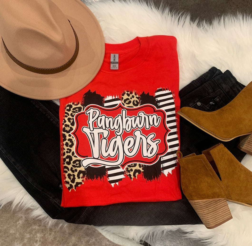 Red/Leopard Pangburn Tigers Tee