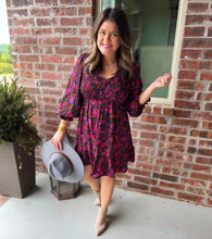 Black Floral Smocked Dress